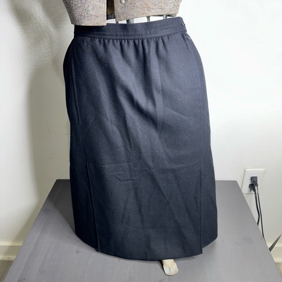 Vintage 1980's Yves Saint Laurent Rive Gauche Black Pencil Skirt - Picture 1 of 8